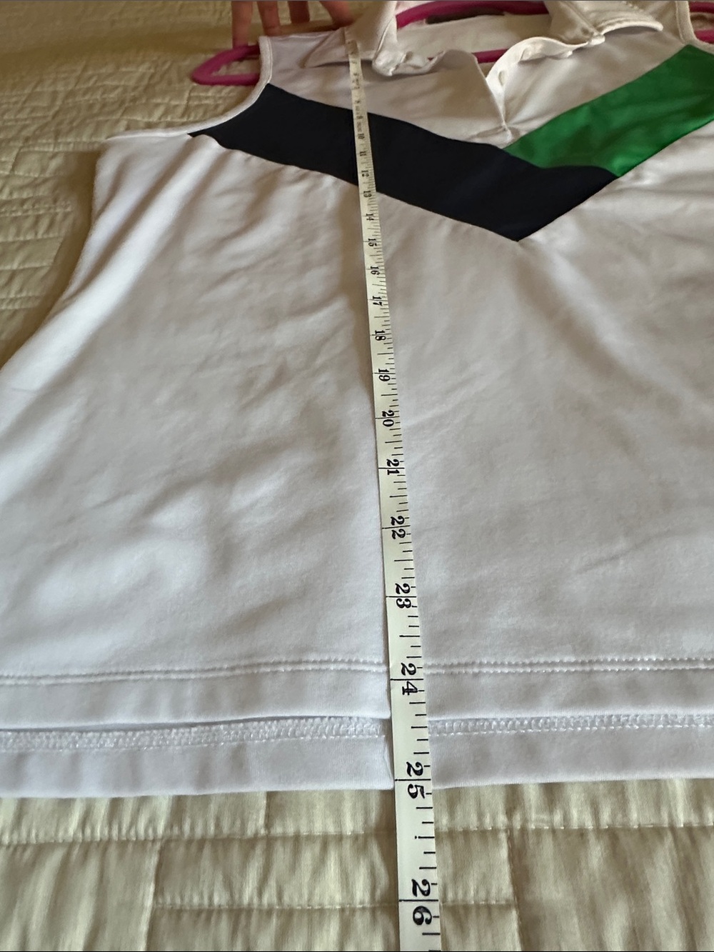 GFore White Sleeveless Polo Top with Black and Green Chevron size LG - Picture 4 of 6